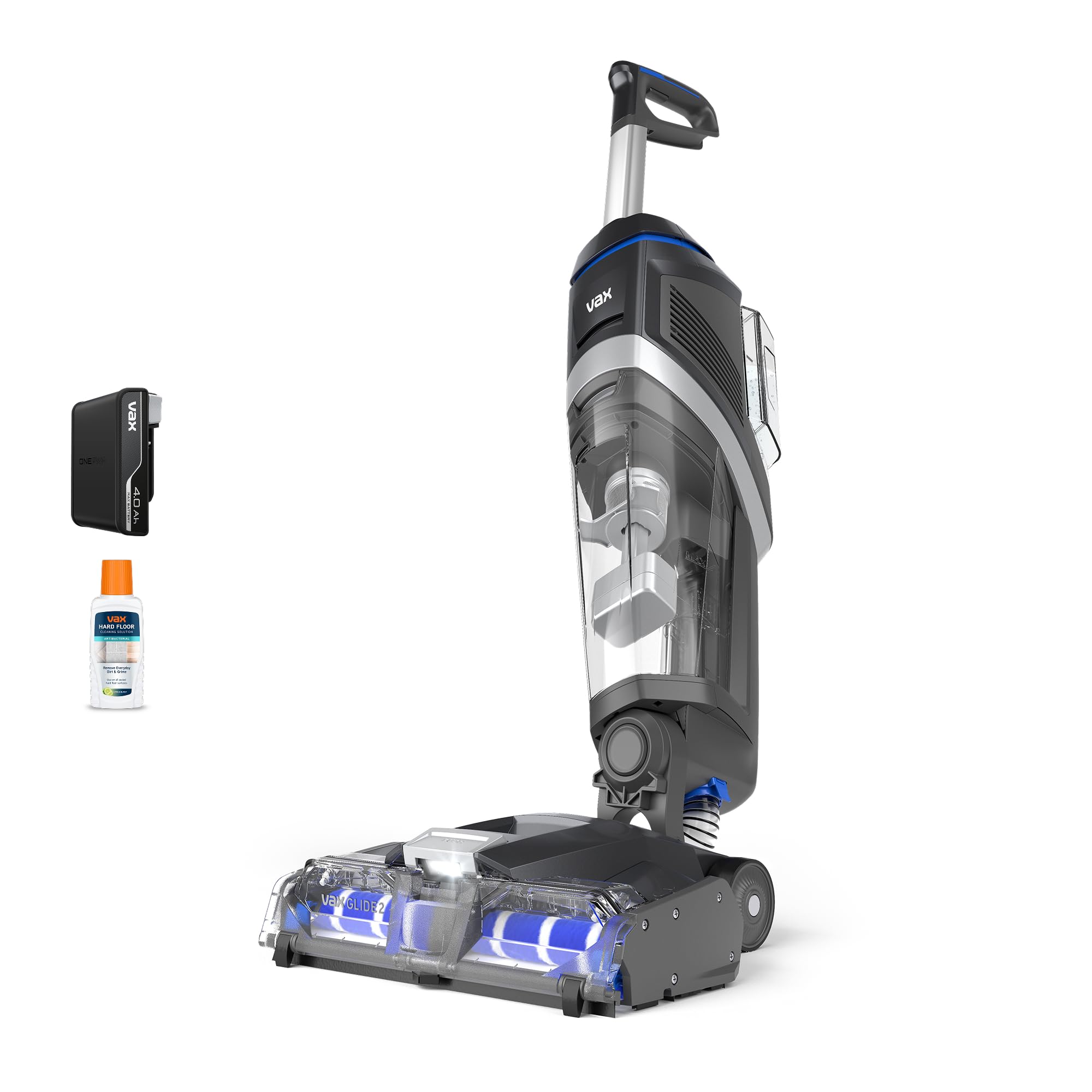 Vax Glide 2 Cordless Hard Floor Cleaner, Wash, Deep Clean and Dry Spills and Stains in the Home, Lightweight and Powerful with up to 20 Minutes Runtime, Battery and Charger, 5.4kg, Graphite, CLHF-G2KS