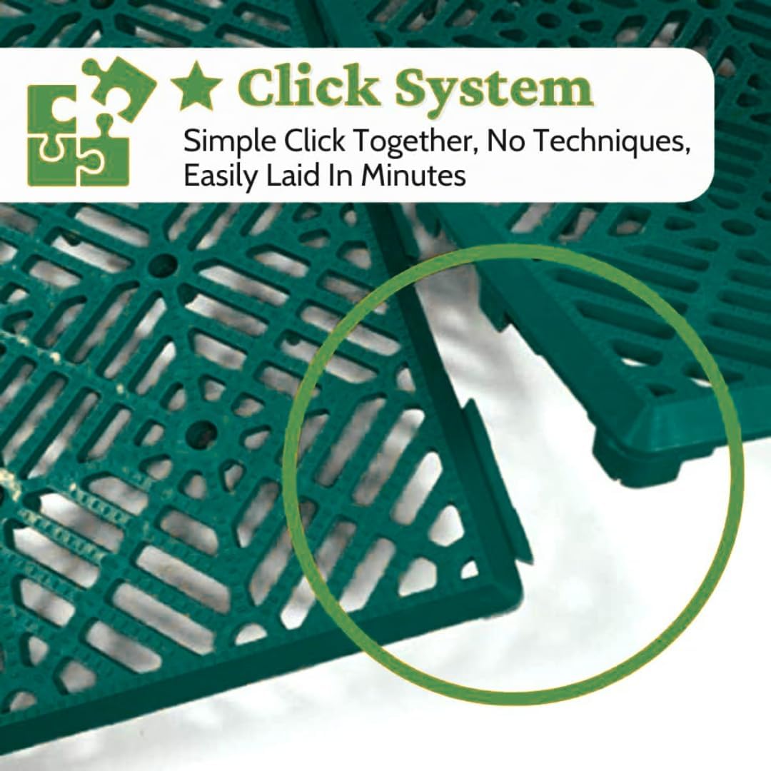 garden mile® Non Slip Modular Garden Path Tiles Patio Decking Interlocking Tiles Weatherproof Anti Slip Deck Board Waterproof Strong Robust Durable Plastic (Green x 20)