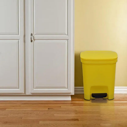 10 L Gallon Trash Can Plastic Step On Kitchen Rubbish Bin Black Compost Bathroom Rubbish Bin Kitchen Rubbish Solar Oxygen Cleaner (Yellow, One Size)