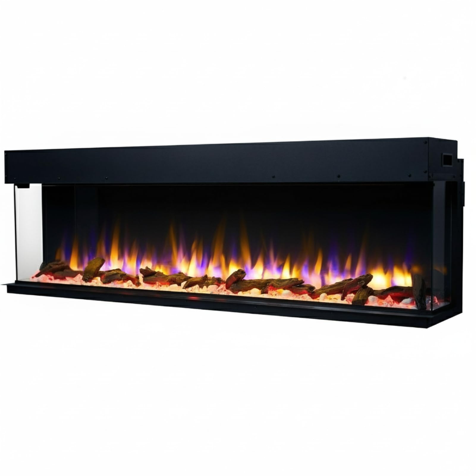 Endeavour Fires 60”/1530mm Rosedale 3D Media Wall Inset Electric Fireplace with Multi Flame Colours Log & Crystal Set, 7day Programmable Remote Control 1&2kW
