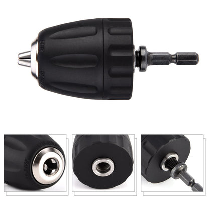 Keyless Drill Chuck Adapter Conversion Tool Walfront 3/8-24UNF 0.8-10MM 1/4 Inch Hexagonal Chuck Adapter