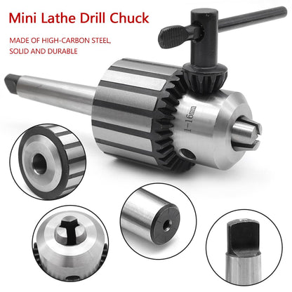 YDHfdc Heavy Duty Lathe Chuck - MT2-B16, 1-16mm Capacity, Stainless Steel, Arbor Key Type with Chuck Key and SDS Adapter Shank for Drilling Machines