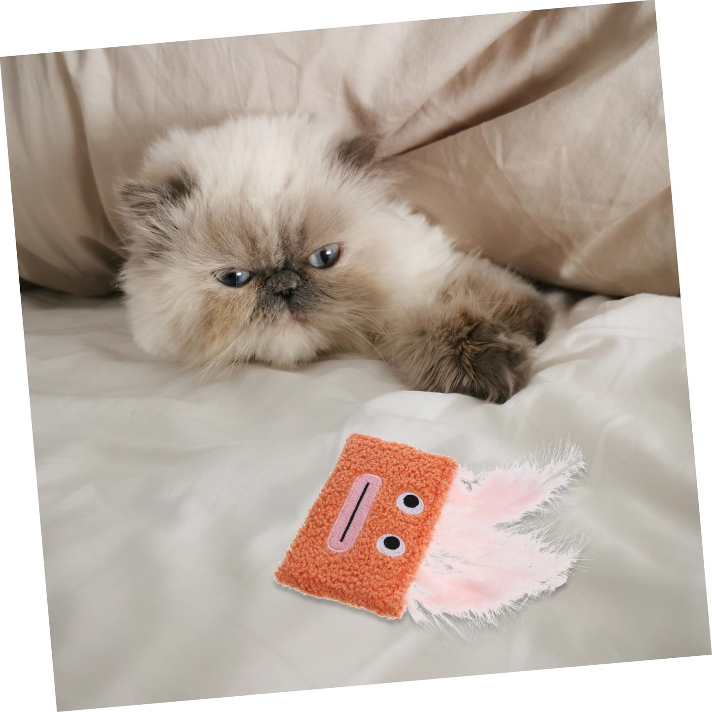 Toddmomy Cute Catnip Toy for Chewing Interactive Cat Plaything Crinkle Jelly Lip Cartoon Design for Indoor Kittens Engaging Cat Activity and Natural Instinct Encouragement