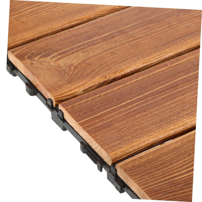Homoyoyo Carbonized Wood Floor Outdoor Interlocking Deck Tile Patio Flooring for Balcony Garden Walkway Wooden Panels