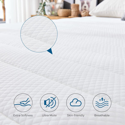 Inofia Double Memory Foam Sprung Mattress 10.6 Inch,4FT6 Spring Mattress with Innovative Memory Foam and Soft Knitted Fabric,The Elegant Collection(135x190x27cm)