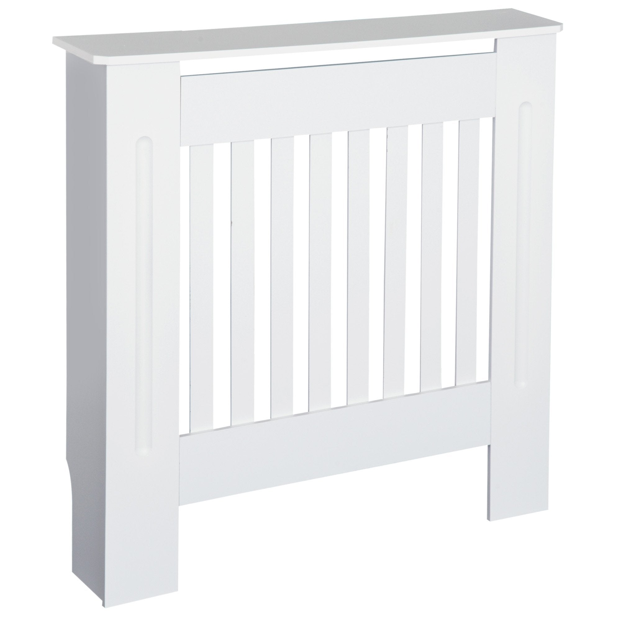 HOMCOM Slatted Radiator Cover Painted Cabinet MDF Lined Grill in White (78L x 19W x 81H cm)