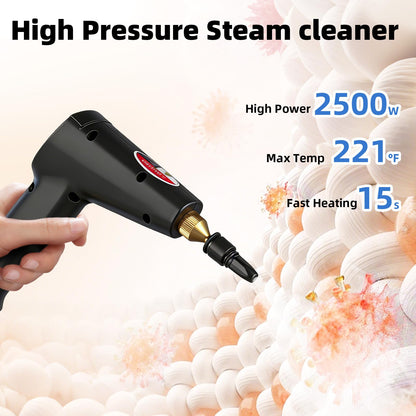 Teodute 2500W Steam Cleaner for Home & Car, Handheld Portable Steam Cleaner with 6 Steam Levels, 15s Heat-Up, 1.7L Tank, High Pressure Steam Cleaner for Home Multi Purpose Floor Carpet Sofa Bathroom