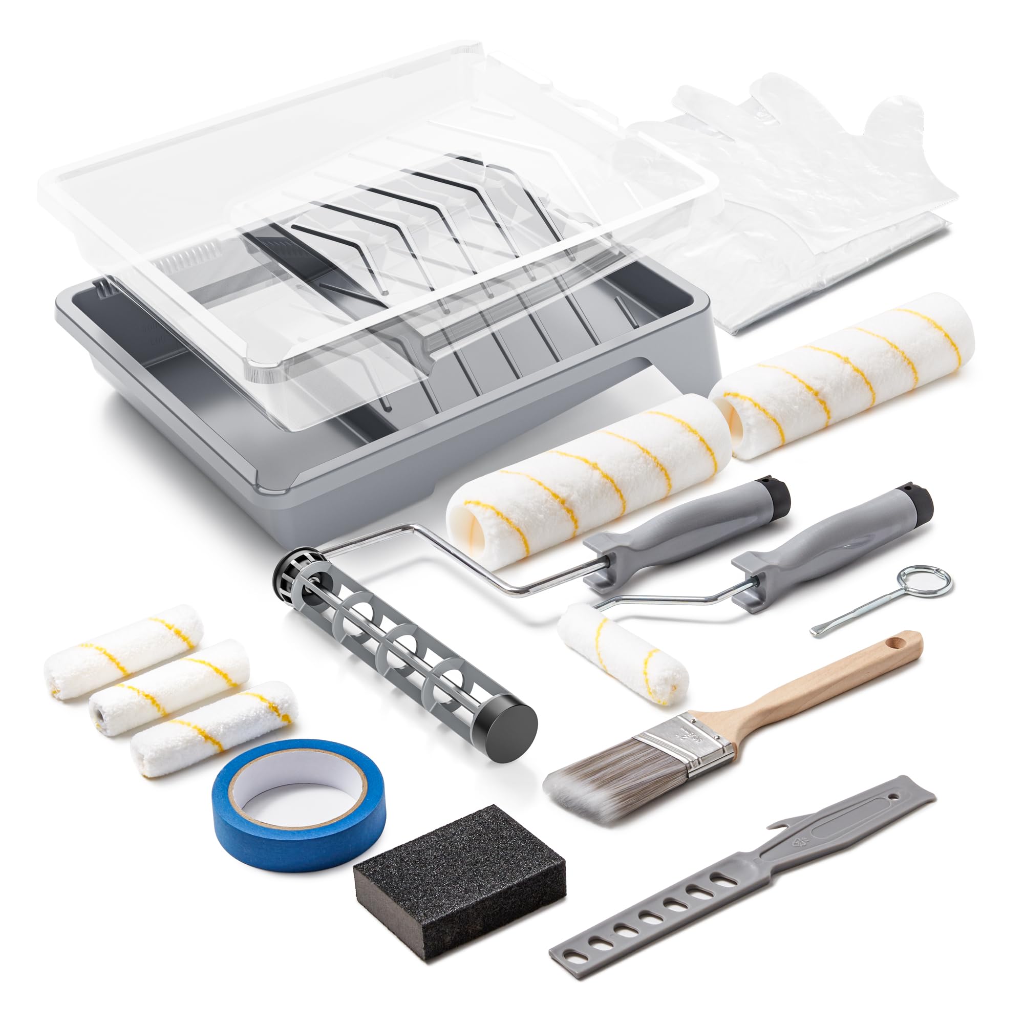 VOOMEY 17 Piece Paint Roller Kit - Paint Rollers 9"4", Paint Roller Frame，Paint Trays, Microfiber Roller Cover, Paint Kit for House Painting,Paint Brushes for Painting Walls