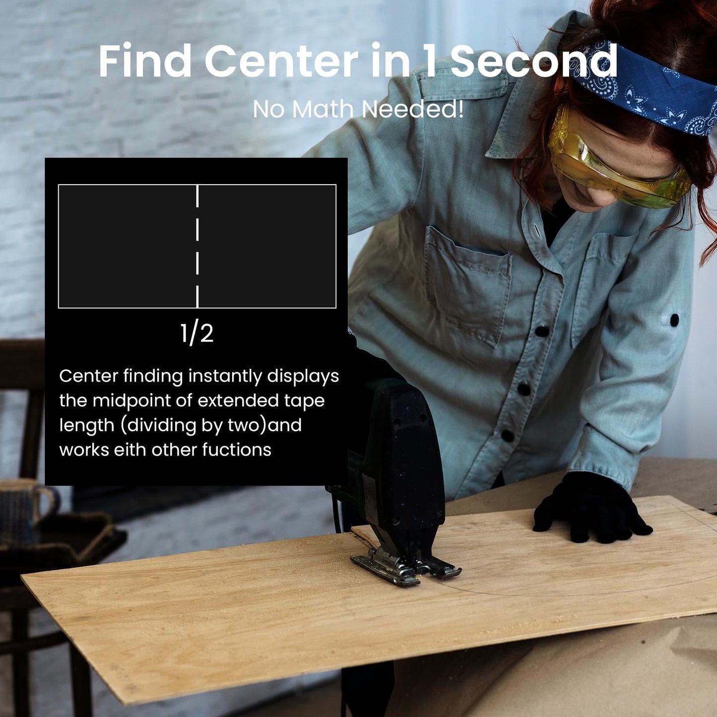 Digital Tape Measure 2 in 1, 5M with Display, Smart Tape Measure, Area Volume Measuring Pythagorean Mode, Waterproof and Rechargeable,1/2 Self Centering, 20 Groups Historical Memory