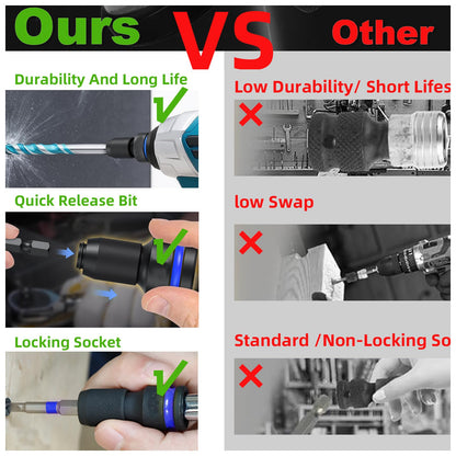 Gerywolf 3 pcs Impact Driver Bit Adapter Set, 1/2, 3/8, and 1/4" Female Drive to 1/4" Hex Socket Adapters, Impact Wrench Adapter for Ratchet Wrench Drives, Impact Bit Chuck, Quick-Change Chuck