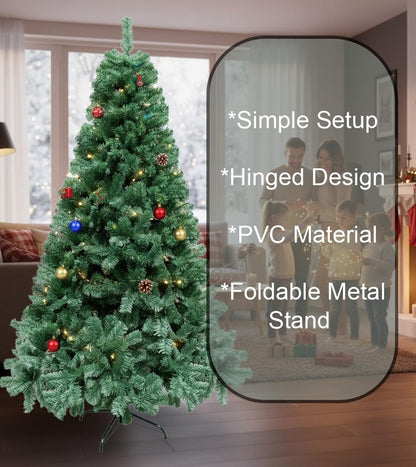 "Shatchi 4FT / 1.2M Alaskan Pine Green Artificial Christmas Tree Bushy, 230 Tips Xmas Home Decorations, PVC, 120CM / 4FT Green"