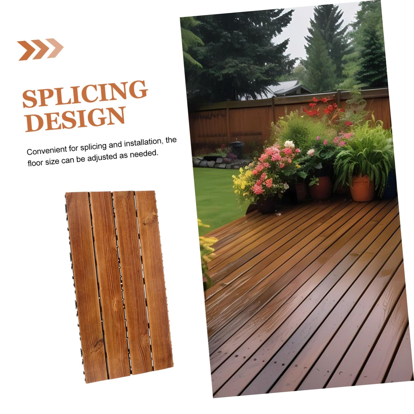 Homoyoyo Carbonized Wood Floor Outdoor Interlocking Deck Tile Patio Flooring for Balcony Garden Walkway Wooden Panels