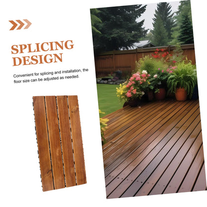 Homoyoyo Carbonized Wood Floor Outdoor Interlocking Deck Tile Patio Flooring for Balcony Garden Walkway Wooden Panels