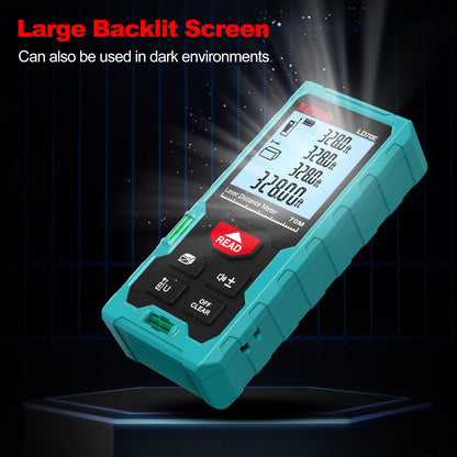 Kiprim 70m Laser Distance Measure High Accuracy 229ft LD70E Laser Tape Measure Compact Laser Measurement Tool with Larger Backlit LCD Display,ft/m/in Switching,Bubble Level