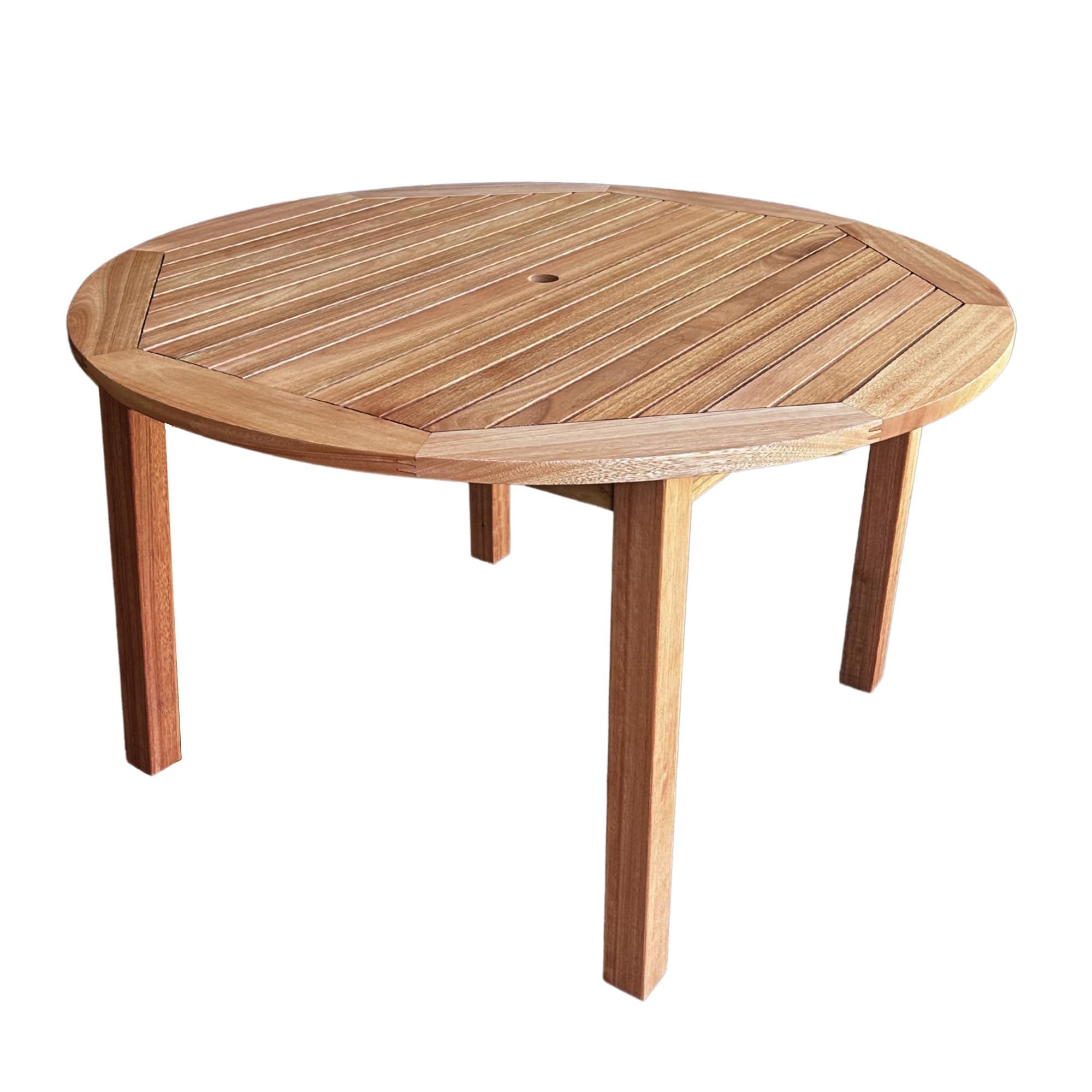 BrackenStyle Melton 4 Person 120cm Round Hardwood Garden Table Clear Finish - Wooden Outdoor Patio Dining Table - Commercial Standard