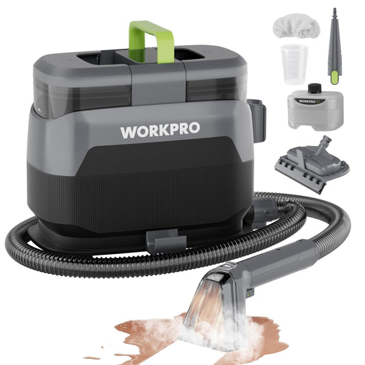 WORKPRO Upholstery and Carpet Steam Cleaner, 16kPa Carpet Cleaner Machine with Steam & Heating System, 4 Cleaning Modes & Versatile Tools, Upholstery Cleaner for Sofa, Pet Stains, Car Seat