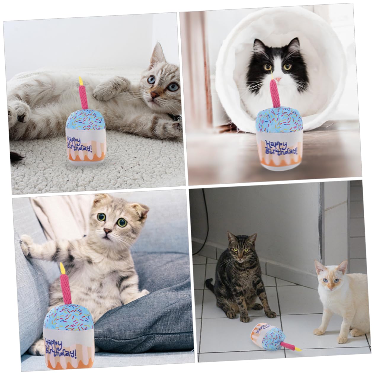 BESPORTBLE Plush Cat Chewing Toy Birthday Cake Shape Indoor Teething Fun for Cats Safe Soft for Engaging Playtime and Reducing Loneliness