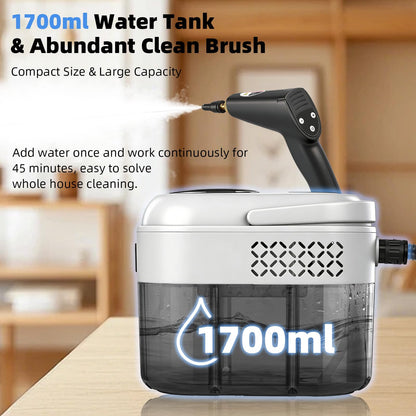 Teodute 2500W Steam Cleaner for Home & Car, Handheld Portable Steam Cleaner with 6 Steam Levels, 15s Heat-Up, 1.7L Tank, High Pressure Steam Cleaner for Home Multi Purpose Floor Carpet Sofa Bathroom