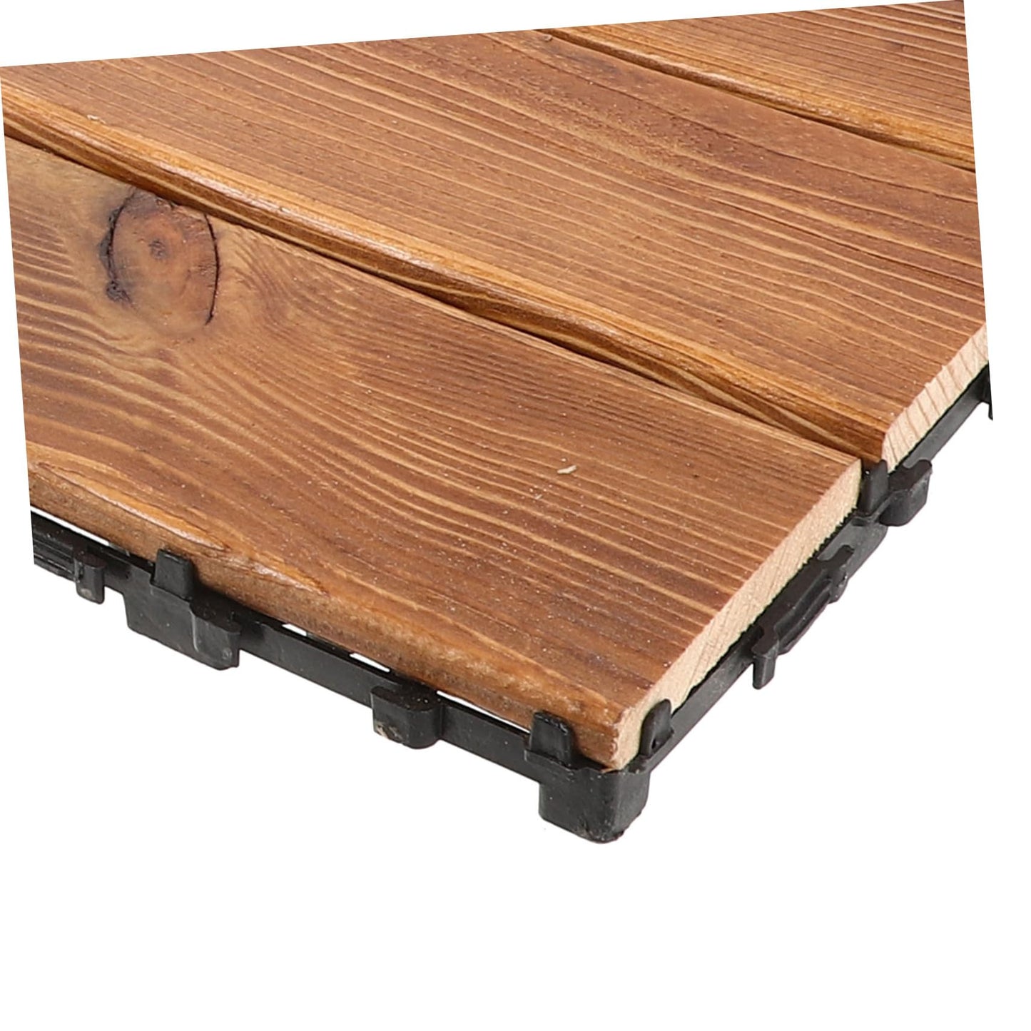 Homoyoyo Carbonized Wood Floor Outdoor Interlocking Deck Tile Patio Flooring for Balcony Garden Walkway Wooden Panels