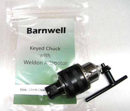 Barnwell Keyed Chuck with Weldon Adaptor to be Used with Mag Drills