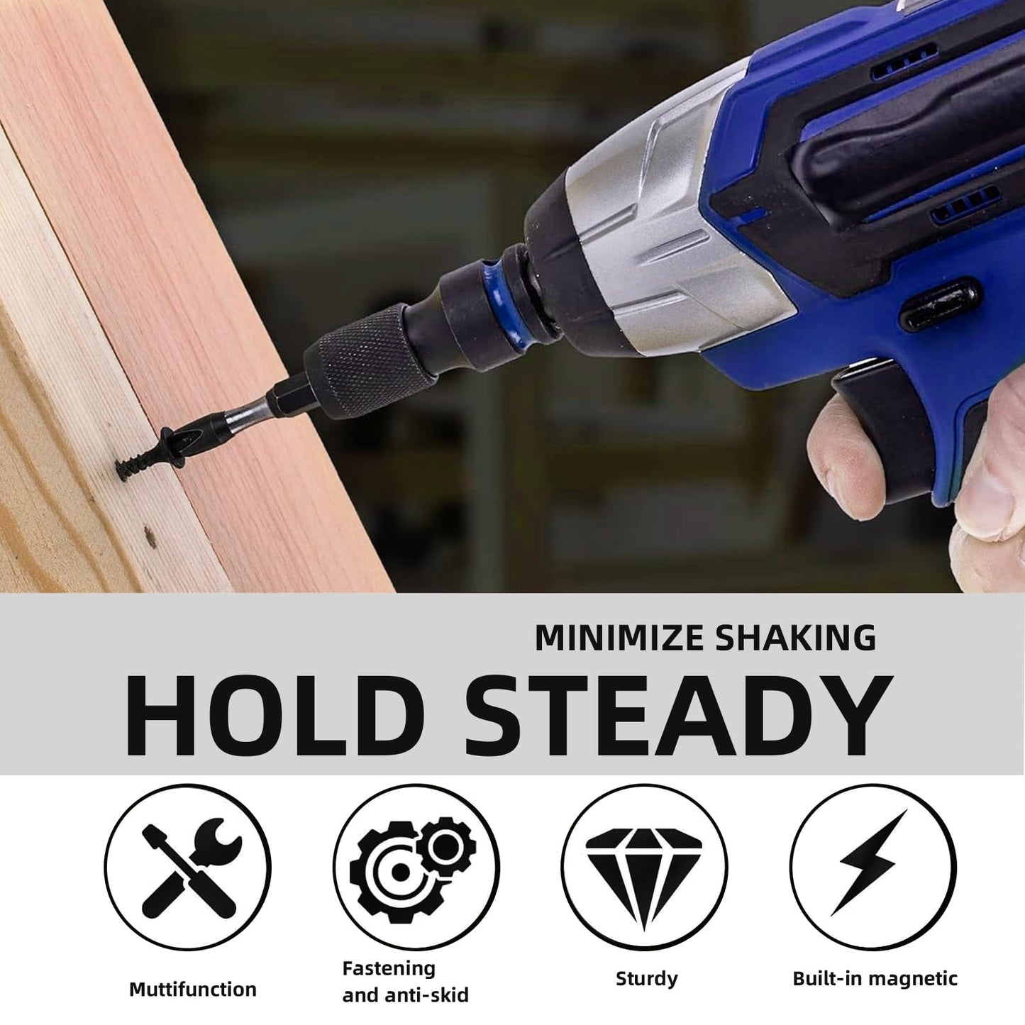 Gerywolf 3 pcs Impact Driver Bit Adapter Set, 1/2, 3/8, and 1/4" Female Drive to 1/4" Hex Socket Adapters, Impact Wrench Adapter for Ratchet Wrench Drives, Impact Bit Chuck, Quick-Change Chuck