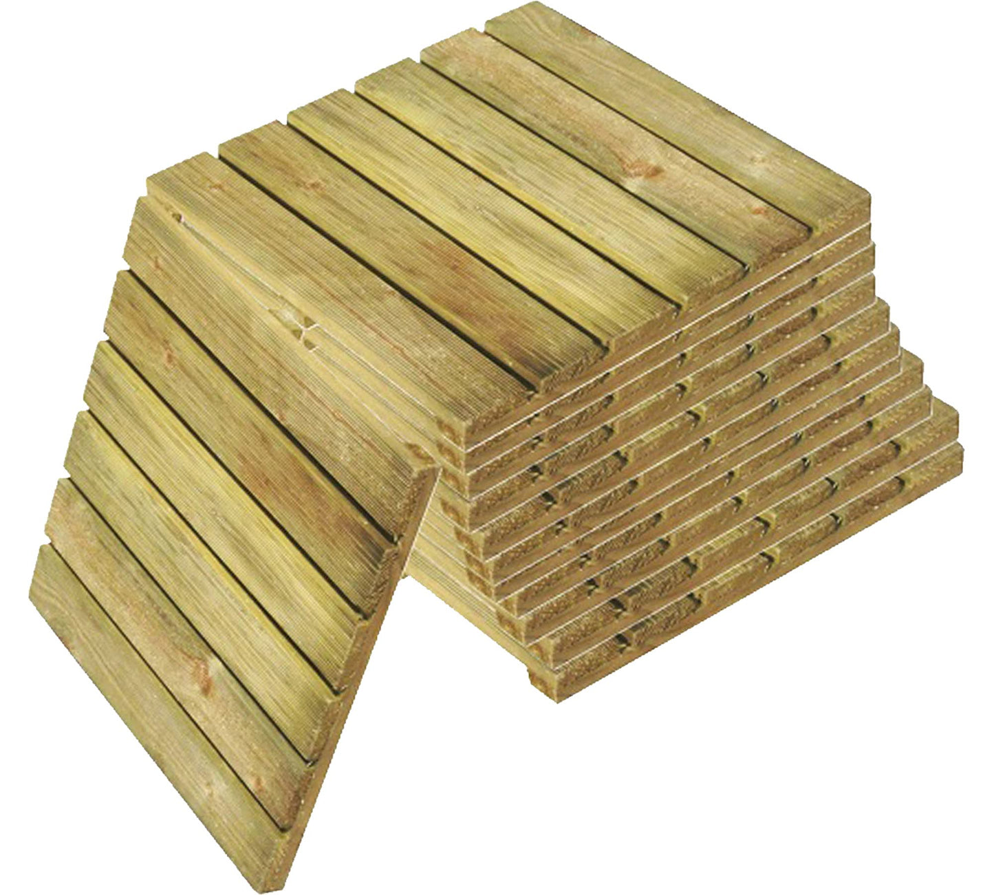 GBS Wooden Decking Tiles Outdoor Interlocking Non Slip Garden Floor Patio Balcony Path Slab Deck Flooring Tub Surface Square 45cm (3)