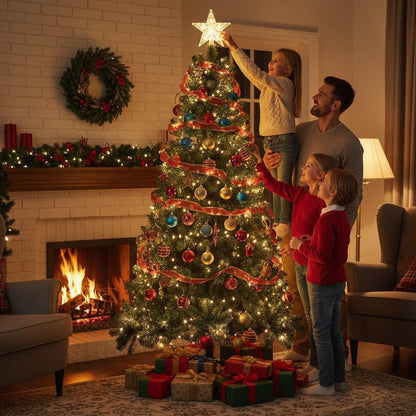 "Shatchi 4FT / 1.2M Alaskan Pine Green Artificial Christmas Tree Bushy, 230 Tips Xmas Home Decorations, PVC, 120CM / 4FT Green"