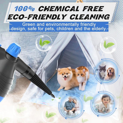 Steam Cleaner, Hand Held Steamer for Home Car, 9 Accessories Carpet Furniture Cleaner Machine, Portable Steaming Cleaner for Couch Grout Upholstery Floor Window Glass Bathroom Toilet Shower Kitchen