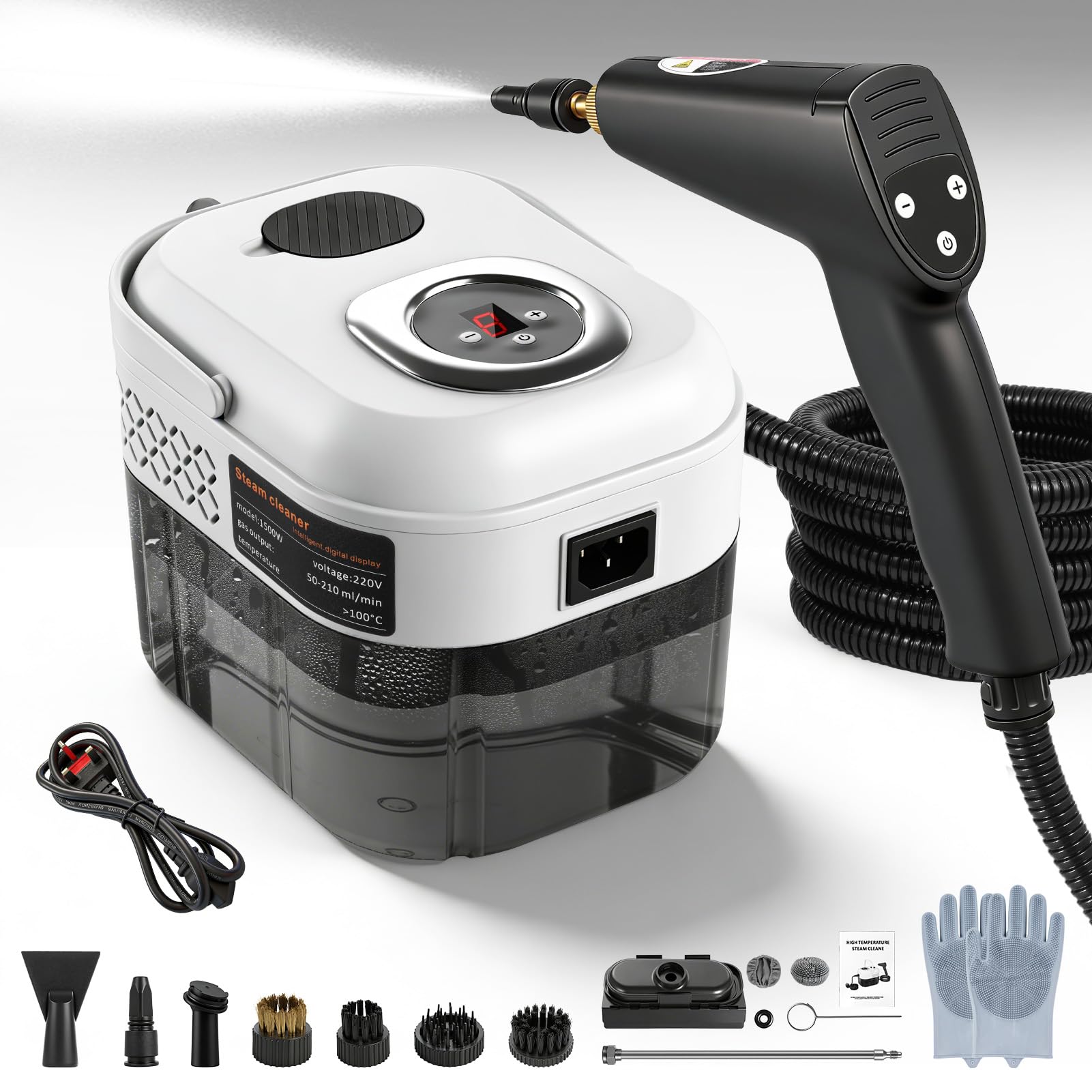 Teodute 2500W Steam Cleaner for Home & Car, Handheld Portable Steam Cleaner with 6 Steam Levels, 15s Heat-Up, 1.7L Tank, High Pressure Steam Cleaner for Home Multi Purpose Floor Carpet Sofa Bathroom