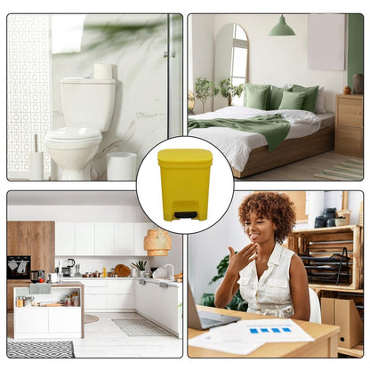 10 L Gallon Trash Can Plastic Step On Kitchen Rubbish Bin Black Compost Bathroom Rubbish Bin Kitchen Rubbish Solar Oxygen Cleaner (Yellow, One Size)