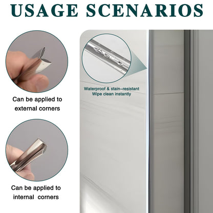 10 Ft/ 3 M Flexible Molding Trim, Self-Adhesive Peel and Stick Caulk Strip for Ceilings and Corners, Coving for Ceilings, Tile Edging Trim, Wall Trim for Living Room, Bedroom, Kitchen (Silver)