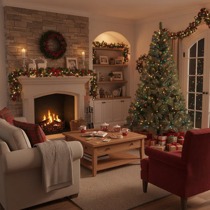 "Shatchi 4FT / 1.2M Alaskan Pine Green Artificial Christmas Tree Bushy, 230 Tips Xmas Home Decorations, PVC, 120CM / 4FT Green"