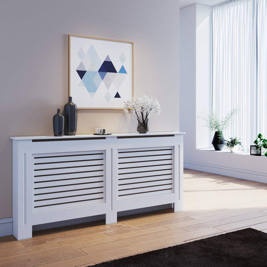 ELEGANT Radiator Cover Modern Horizontal Extra Large Slat White Painted Cabinet Radiator Shelve for Living Room/Bedroom/Kitchen, EXTRA LARGE
