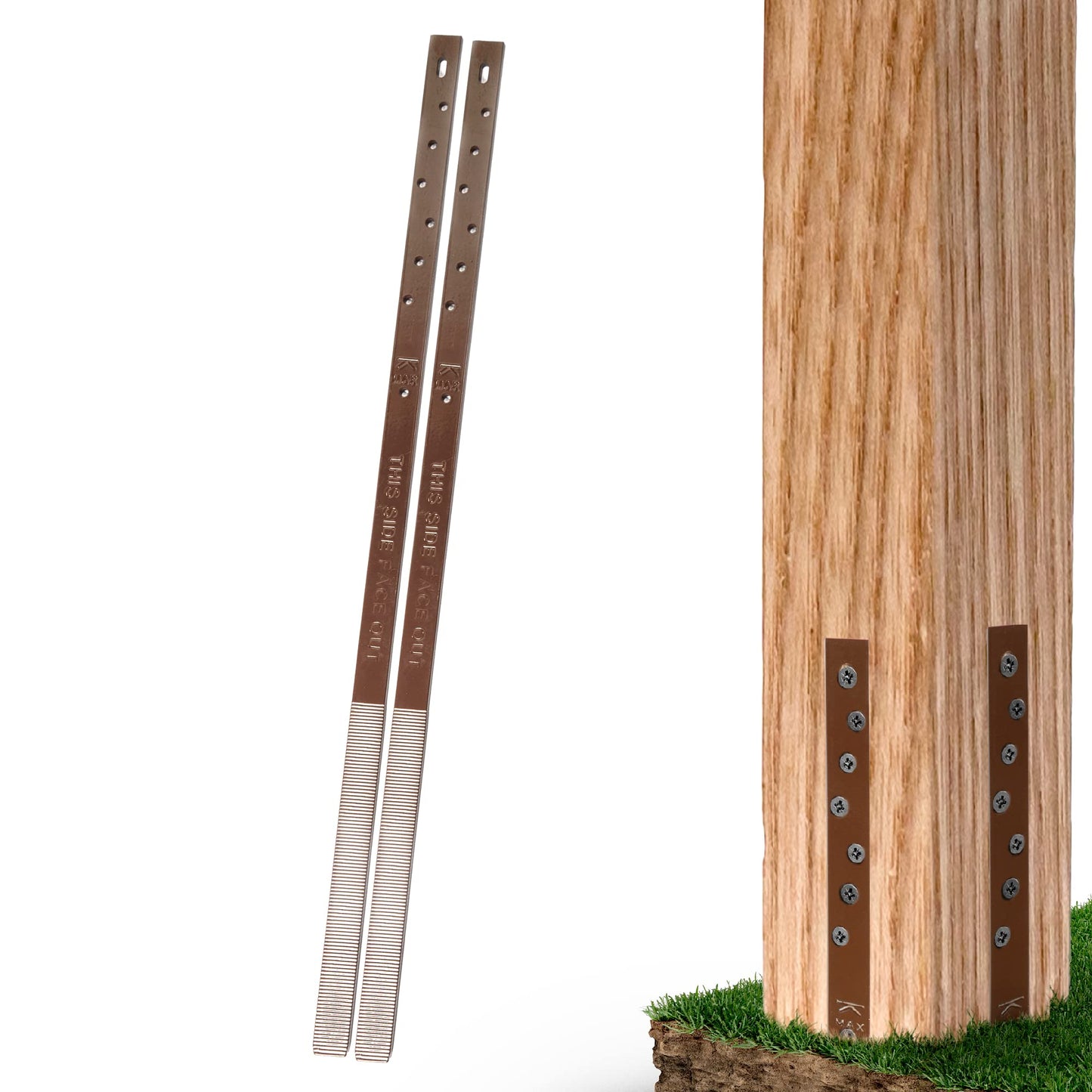 Post Buddy Pack of 2 Easy Fence Post Repair Kit (to Fix 1 Broken Wood Post), Quick and Simple to Install, Effective, Durable Steel Stakes