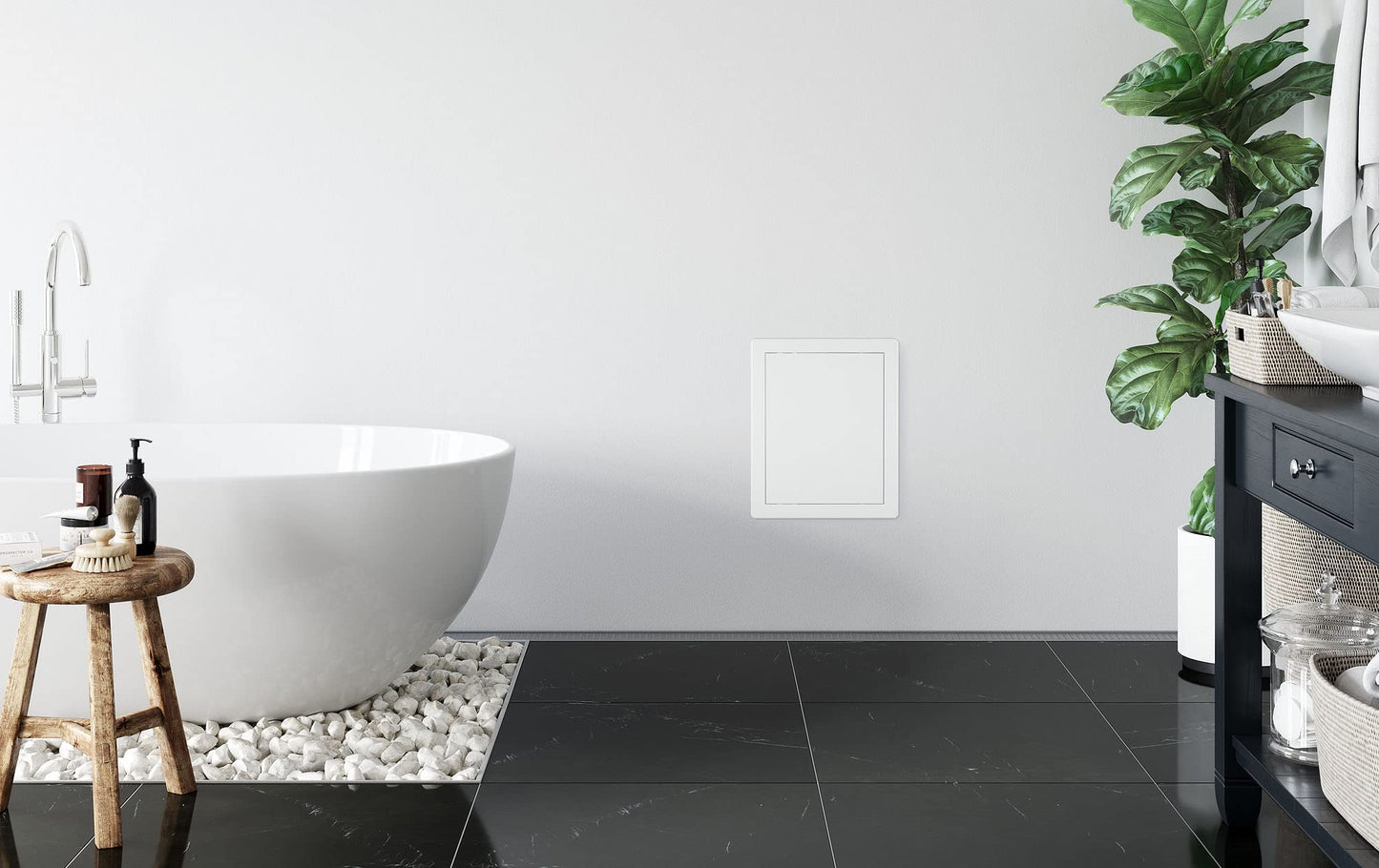 Awenta 200 x 200 mm Plastic Access Panel Door - White Opening Flap Cover Plate - Inspection Hatch - Door Latch - Concealed Hinge - Removable Door - Paintable Smooth Surface (8 x 8 Inches)