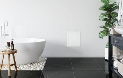 Awenta 200 x 200 mm Plastic Access Panel Door - White Opening Flap Cover Plate - Inspection Hatch - Door Latch - Concealed Hinge - Removable Door - Paintable Smooth Surface (8 x 8 Inches)