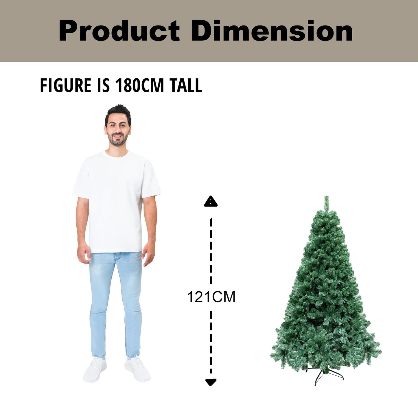 "Shatchi 4FT / 1.2M Alaskan Pine Green Artificial Christmas Tree Bushy, 230 Tips Xmas Home Decorations, PVC, 120CM / 4FT Green"