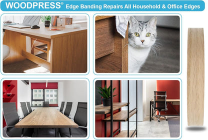 WoodPress® 50mm Real Red Oak Iron-On Edging – 7.5m Roll – Pre-Glued Wood Veneer Tape for Easy DIY Application – Will Cover The Edge of a Standard MDF Panel