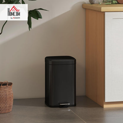 HOMCOM 20 Litre Pedal Bin, Fingerprint Proof Kitchen Rubbish Bin with Soft-close Lid, Foot Pedal and Removable Inner Bucket for Recycling and Waste, Black