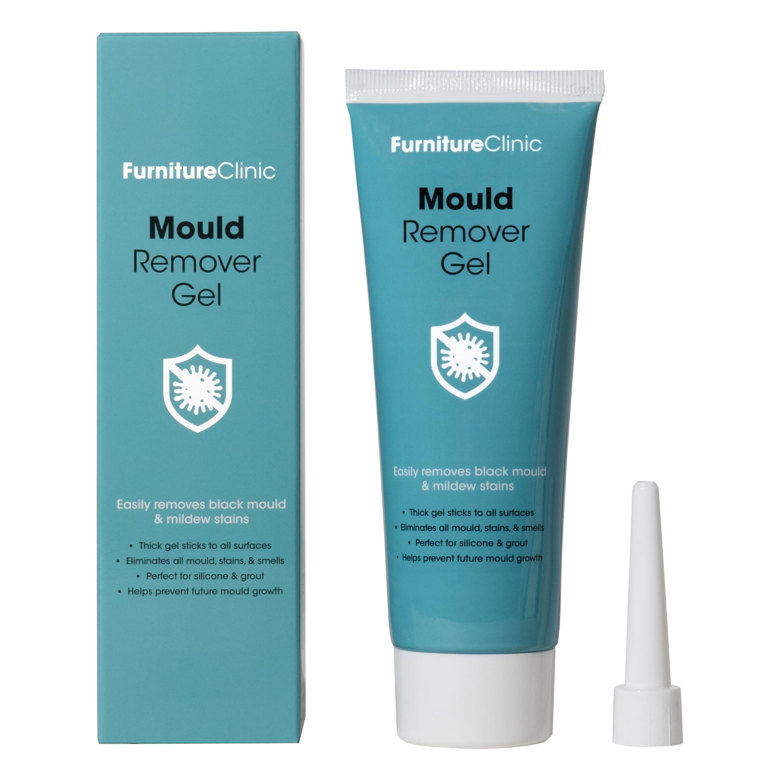 Furniture Clinic Household Mould Remover Gel - Stain Cleaner to Remove Black Mould or Mildew From Shower, Bathroom Silicone, Sink, Washing Machine Rubber Seal, Window Seals, Tile & Clean Grout - 120g