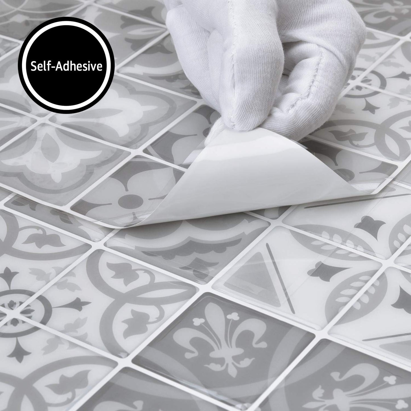 Art3d 10-Sheet Peel and Stick Backsplash Tile Stickers, Gray Talavera Mexican Tiles