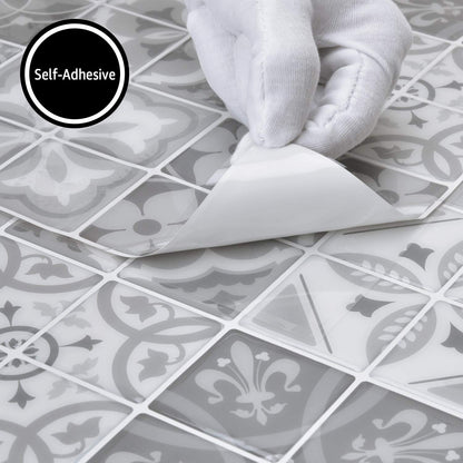Art3d 10-Sheet Peel and Stick Backsplash Tile Stickers, Gray Talavera Mexican Tiles
