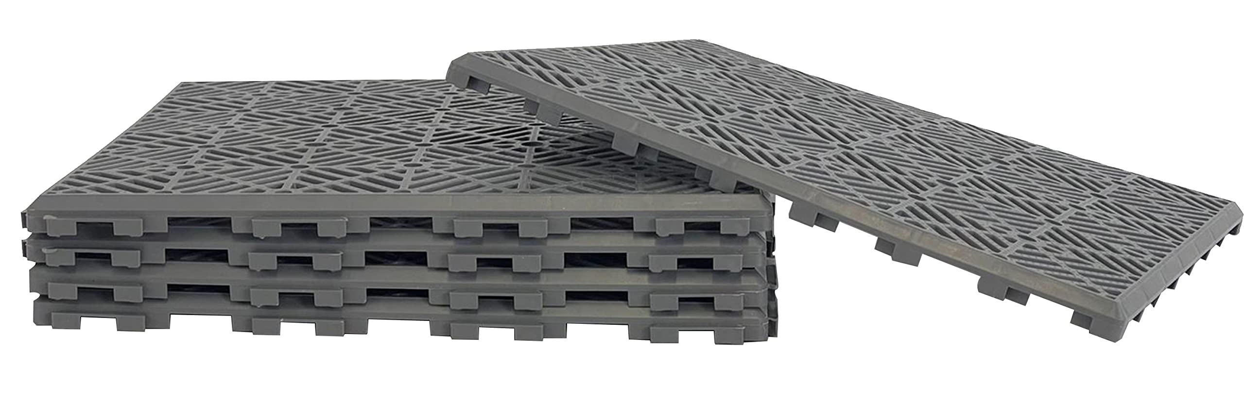 AQS INTERNATIONAL Plastic Garden Path Tiles - Interlocking Decking Tile Anti Slip - Walkaway Floor Tiles, Paving Lawn, Patio, Garden Floor, Outdoor Slap, Durable Waterproof 30cmx30cm (5x Grey)