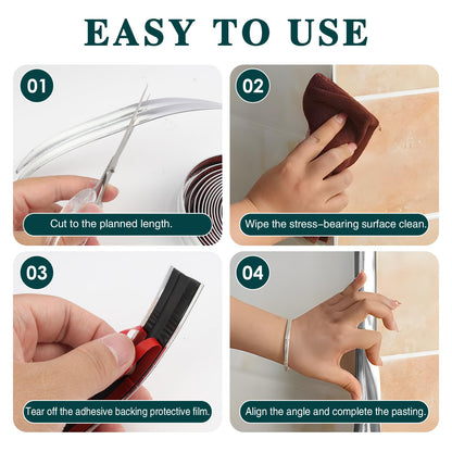 10 Ft/ 3 M Flexible Molding Trim, Self-Adhesive Peel and Stick Caulk Strip for Ceilings and Corners, Coving for Ceilings, Tile Edging Trim, Wall Trim for Living Room, Bedroom, Kitchen (Silver)