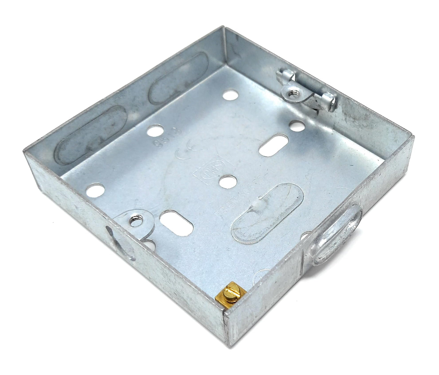 1 Gang 16mm Metal Pattress Box – Surface Mount with Earth Terminals for Electrical Faceplates (1)