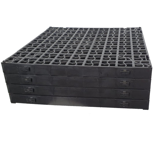 Srendi 4 x Black Plastic Paving Driveway Grid Turf Grass Lawn Path Gravel Protector Drainage Mat (1 Square Meter)