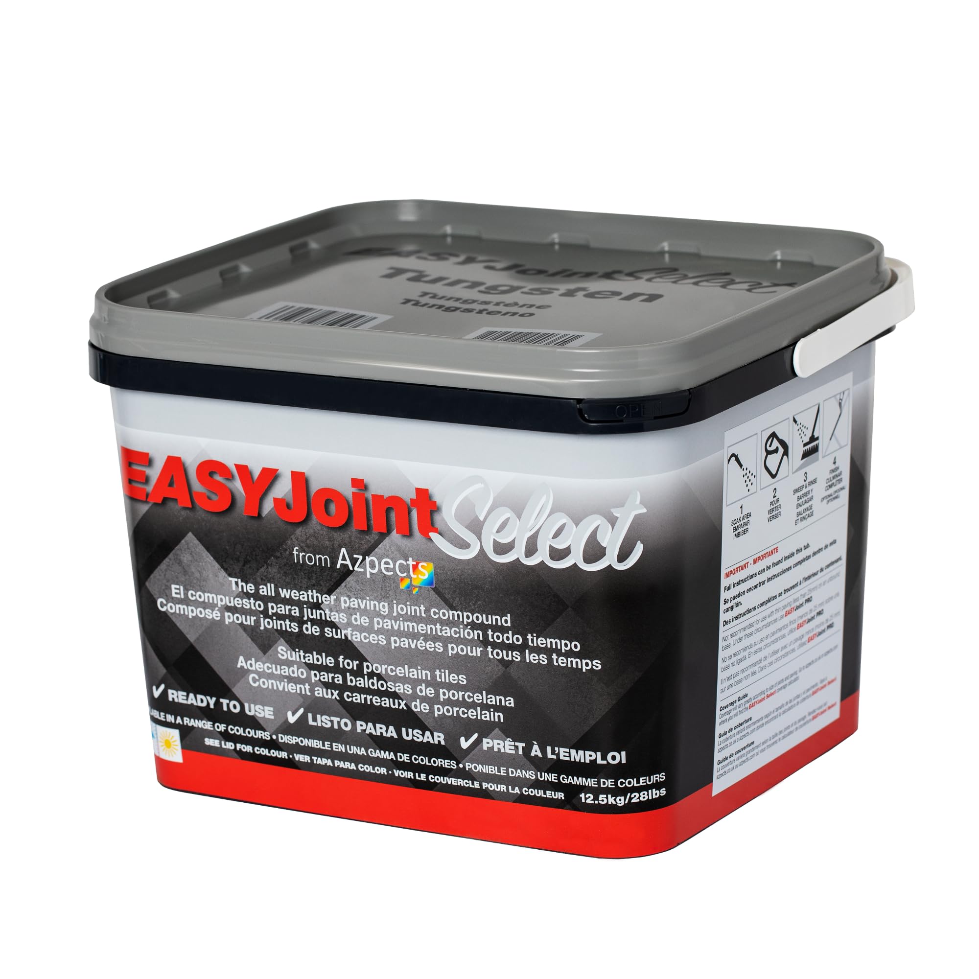 EASYJoint Select Patio Sand Ready Mixed Paving Jointing Compound For Outdoor Ceramic, Porcelain Tiles And More. 12.5kg All Weather, Strong And Durable Sweep In Joint Compound -Tungsten