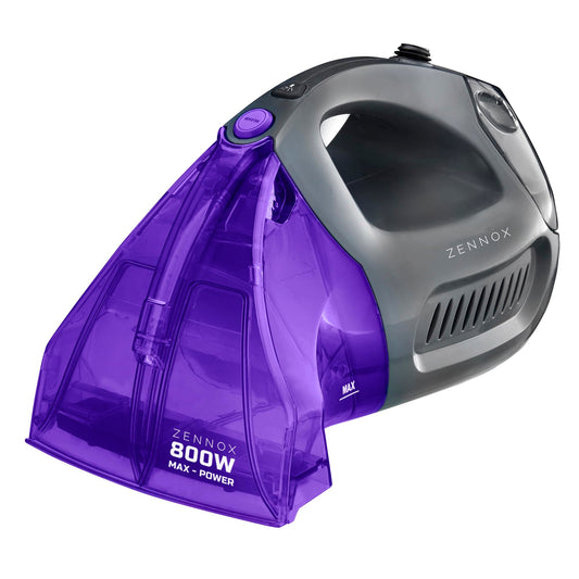 Powerful 800W Handheld Carpet and Upholstery Washer | Spot & Stain Cleaner | Car | Carpet | Pet | Grey and Purple