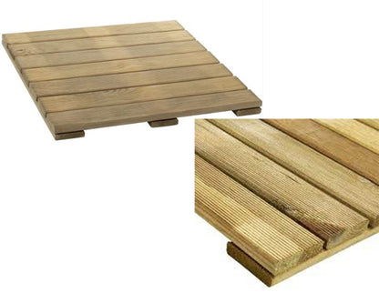 GBS Wooden Decking Tiles Outdoor Interlocking Non Slip Garden Floor Patio Balcony Path Slab Deck Flooring Tub Surface Square 45cm (3)