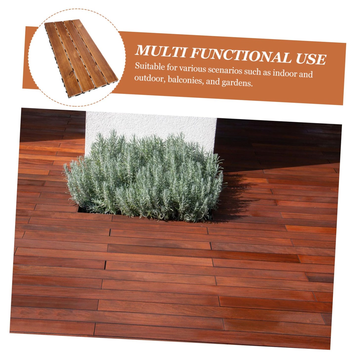 Homoyoyo Carbonized Wood Floor Outdoor Interlocking Deck Tile Patio Flooring for Balcony Garden Walkway Wooden Panels